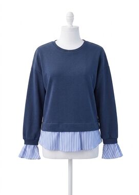 NEW FDJ long-sleeve twofer sweatshirt in navy
